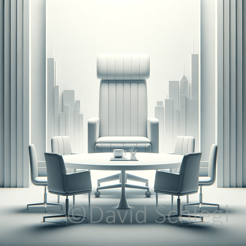 DALL·E 2024-01-18 15.35.59 - A simple, monochrome scene symbolizing the concept of leadership, created without any text, words, or logos. The image should capture the essence of l